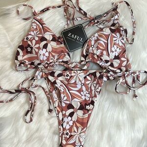 NWT Zaful Floral 2 Piece String Bikini